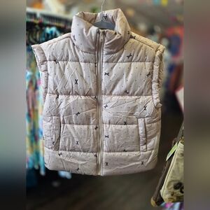 Blu Pepper Beige Puffer Vest with Black Accents